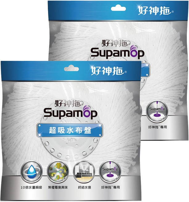 Supamop 好神拖 專用超吸水布盤 藍色, 2個