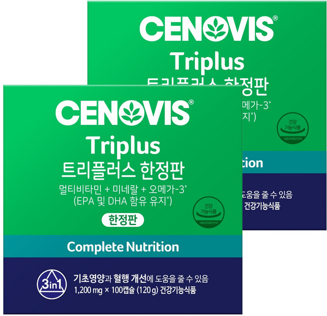 세노비스 트리플러스 3in1 프리미엄 멀티비타민, 100정, 2개