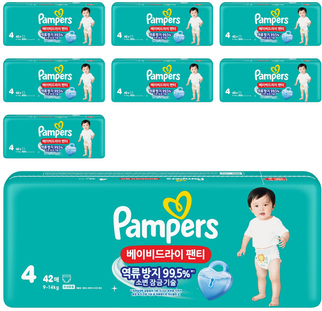 팸퍼스 2025 베이비드라이 팬티형 기저귀 남녀공용, 4단계, 336매