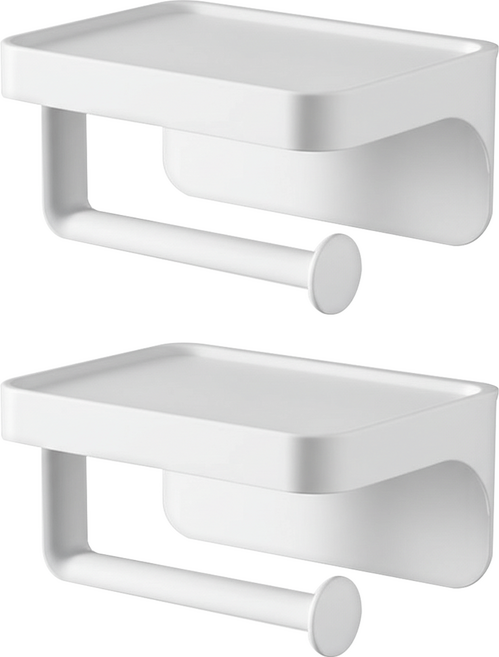 KM 磁吸無痕壁掛式捲紙架, 白色, 2個
