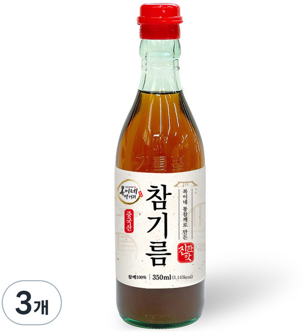 복이네먹거리 통깨로 만든 진한맛 참기름, 3개, 350ml