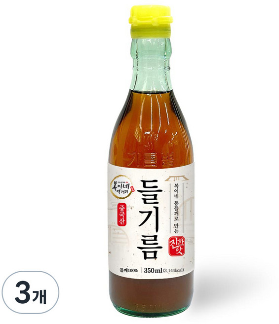 복이네먹거리 통들깨로 만든 진한맛 들기름, 350ml, 3개