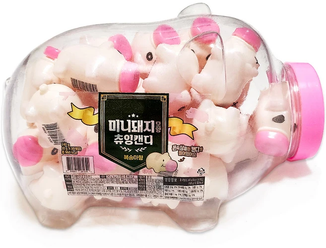 미니 돼지 모양 츄잉 캔디, 240g, 1개 - 쿠팡