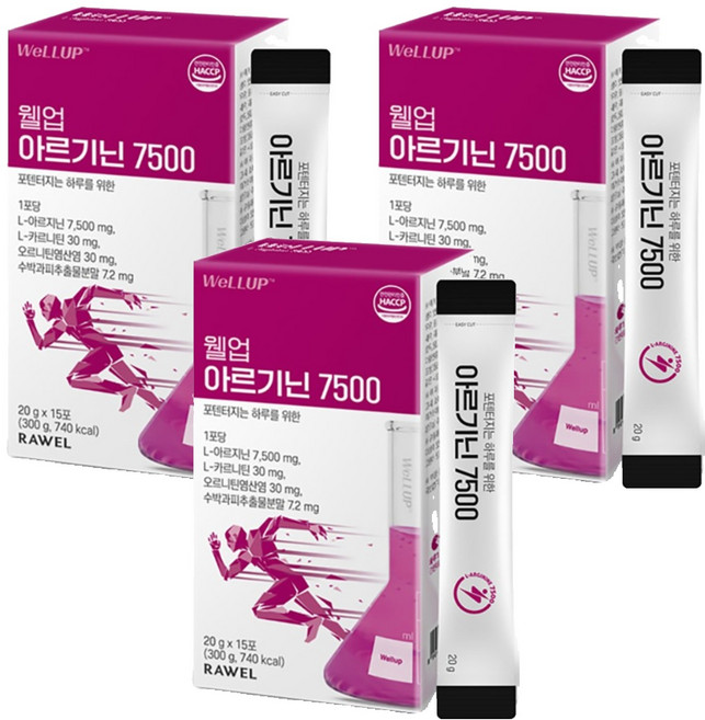 웰업 아르기닌 7500 액상스틱 15p, 300g, 3개