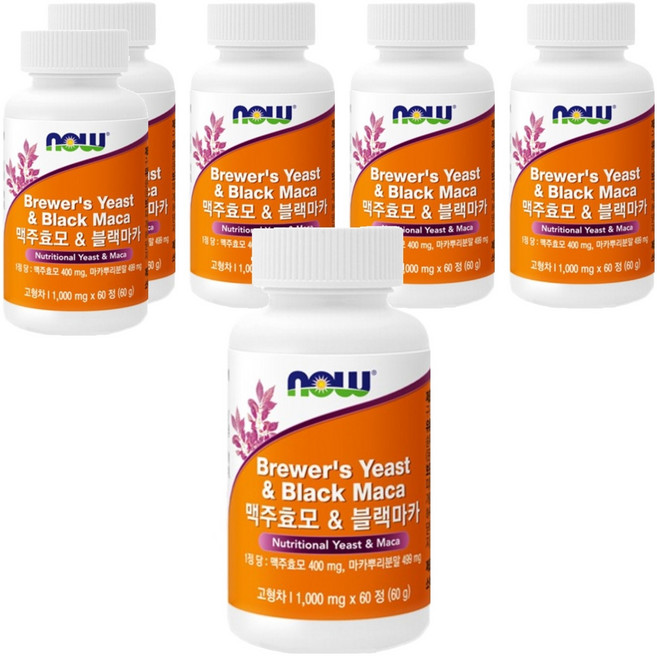 나우푸드 맥주효모 블랙마카 60p, 6개, 120정