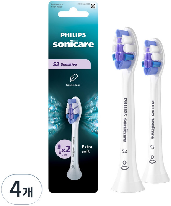 PHILIPS 飛利浦 sonicare S2 敏感專用 超細軟毛 牙刷刷頭 白色, HX6052/14, 4個