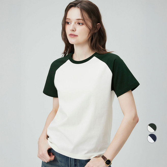 ELLEPARIS 여성용 통기성 레귤러핏 라글란 반팔 티셔츠