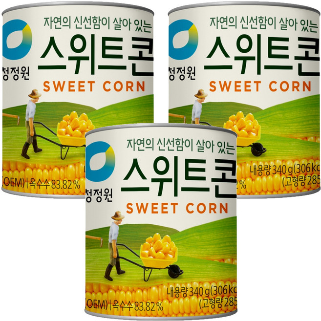 청정원 스위트콘 통조림, 340g, 3개