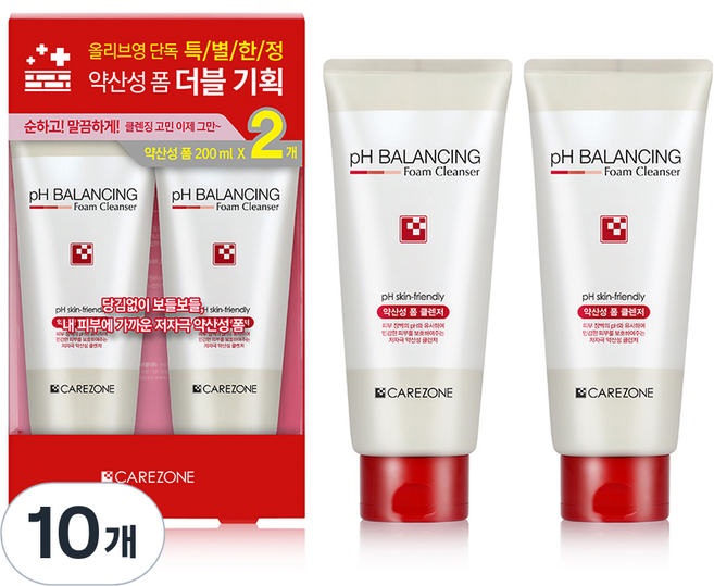 케어존 약산성 클렌징폼, 200ml, 10개