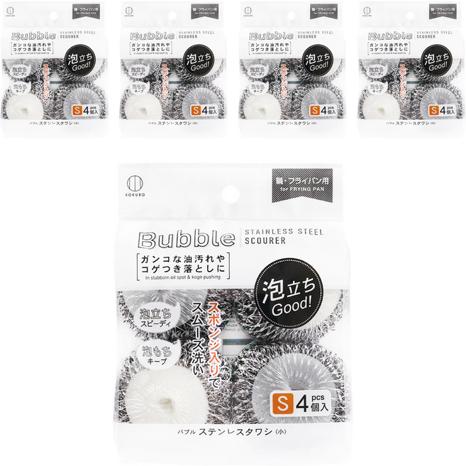KOKUBO 小久保 起泡不銹鋼絲球, 4個, 5包