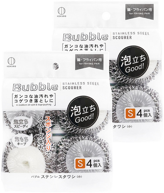 KOKUBO 小久保 起泡不銹鋼絲球, 4個, 2包