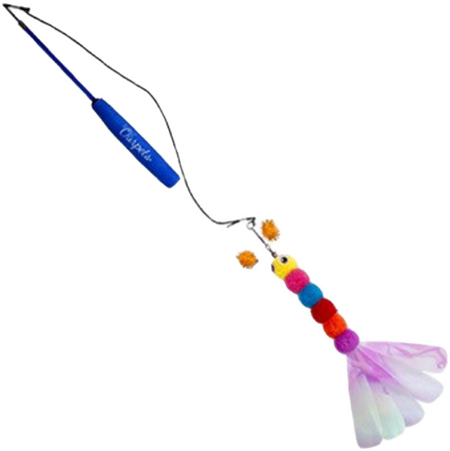 OurPets 二節式伸縮逗貓棒, 毛茸球毛毛蟲, 1個