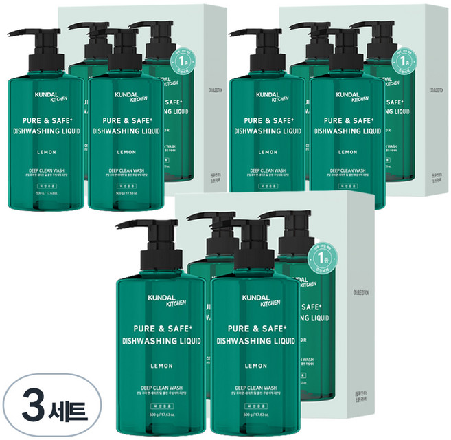 쿤달 딥 클린 주방세제 레몬향 2p, 500g, 6개