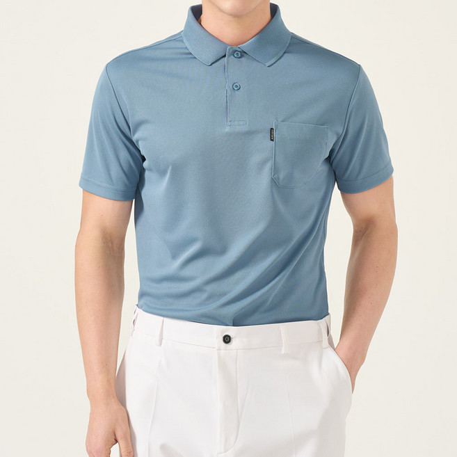 다꾸앙 남성용 통기성 운동 쏘울포켓 에어로쿨 반팔 카라티 D03K9_tp2695