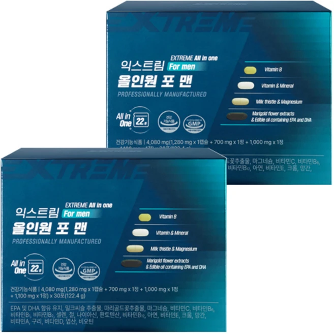 익스트림 정품 올인원 포 맨 멀티비타민, 30회분, 2개 - 쿠팡