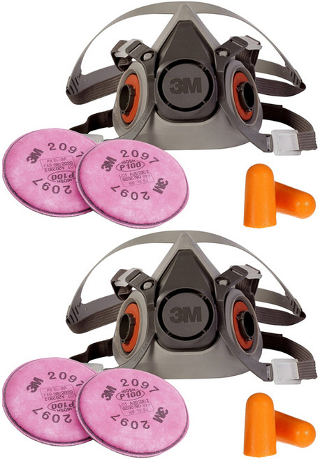 쓰리엠 양구형 면체 방진마스크 6200 + 특급 방필터 2097K 2p + 귀마개 2p 세트, 2세트, 혼합색상