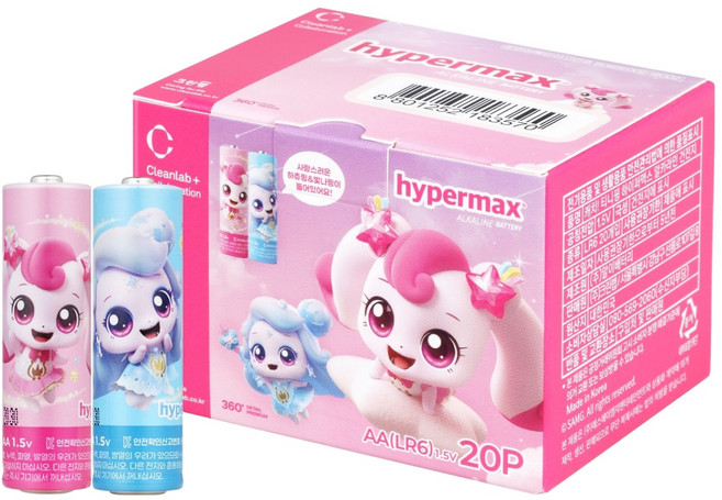 크린랲 캐치 티니핑 하이퍼맥스 알카라인 AA 건전지, 20개입, 1개