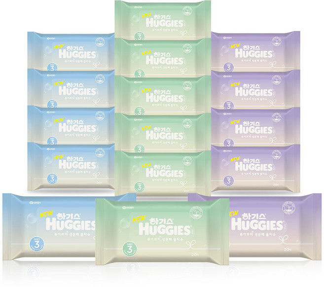 하기스 퓨어쁘띠 생분해 아기물티슈 휴대용, 20매, 16개