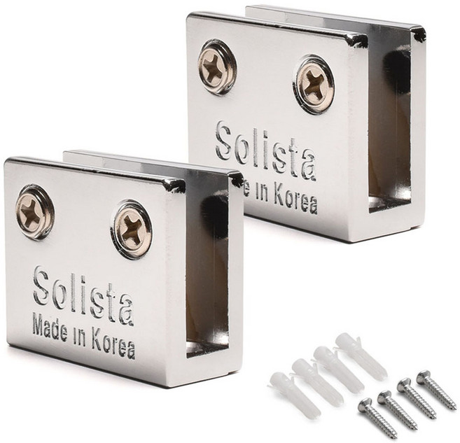 손잡이세상 사각유리 브라켓, 2개, 크롬광