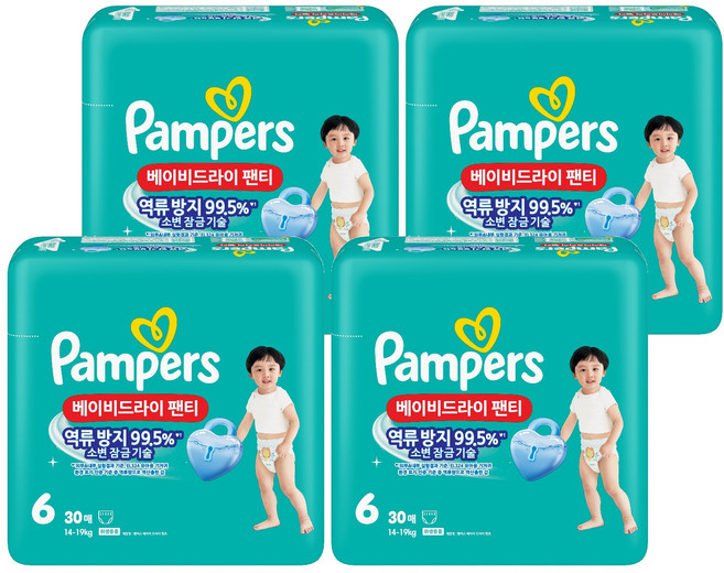 팸퍼스 베이비 드라이 아동공용 기저귀 팬티형, 6단계, 120매