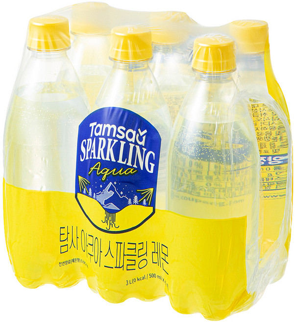 탐사 아쿠아 스파클링 레몬 무라벨, 6개, 500ml