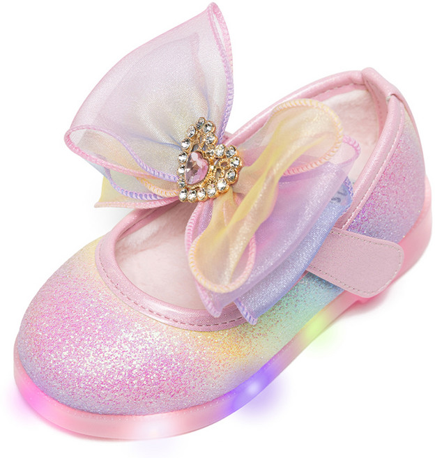 라스텔라 여아용 러브러브 LED 퍼 플랫슈즈