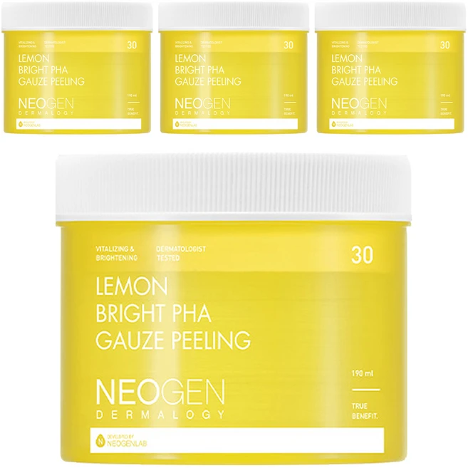 네오젠 레몬 브라이트 파하 거즈 필링패드 190ml, 30매입, 4개 - 쿠팡