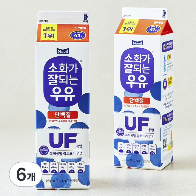 매일유업 소화가 잘되는 우유 단백질, 930ml, 6개