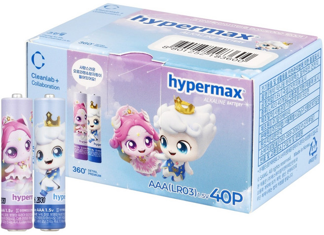크린랲 캐치 티니핑 하이퍼맥스 알카라인 AAA 건전지, 40개입, 1개