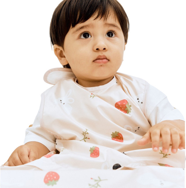 베이비클로 유아용 식탁일체형 자기주도 턱받이 나시 지퍼형, 토끼베이지, 1개입, 1개