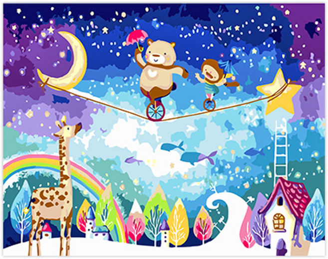 ArtLife 藝術生活 數字油畫DIY DT005 50 x 40cm, 星空動物園, 1組