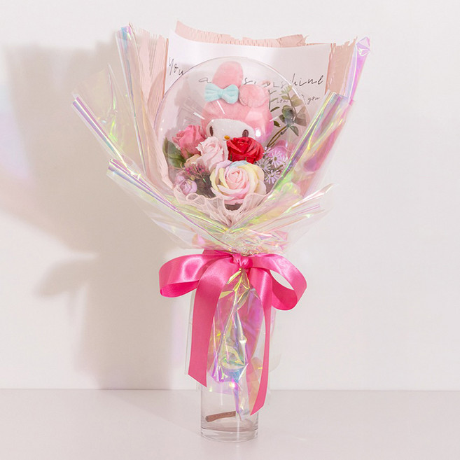 ASPASIA 妮可三麗鷗娃娃氣球香皂花花束 12cm, 粉紅色 美樂蒂, 1個