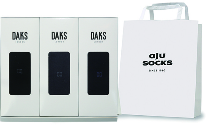 닥스 남성용 신사 무지 장목 3족 양말 선물세트 + 쇼핑백
