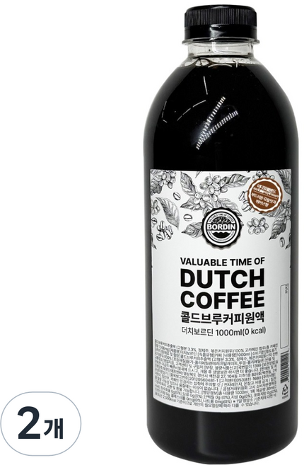 보르딘 콜드브루 더치커피 미디엄블렌드, 2개, 1개입, 1L