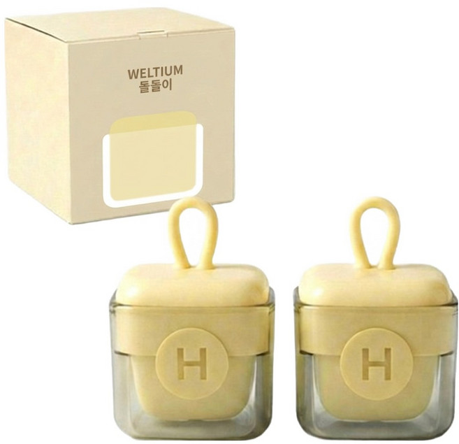 웰티움 휴대용 미니 돌돌이 의류 찍찍이 롤러, 크림, 2개