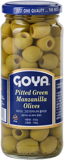 고야 피티드 그린 만자니야 올리브 절임, 1개, 332g