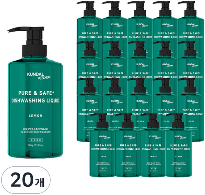 쿤달 딥 클린 주방세제 레몬향, 500g, 20개