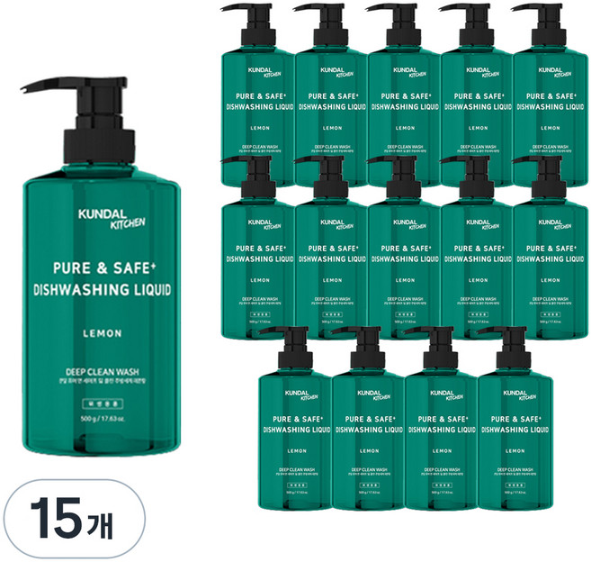 쿤달 딥 클린 주방세제 레몬향, 500g, 15개