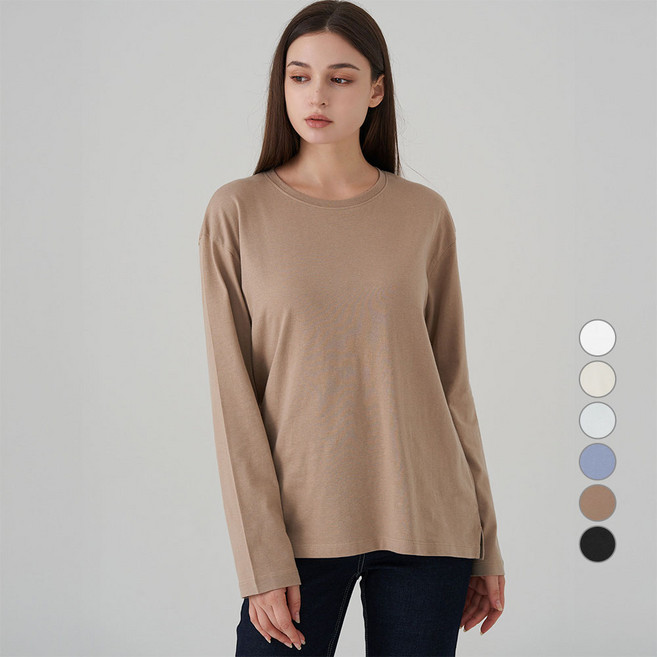 ELLE PARIS 여성용 릴렉스핏 긴팔 티셔츠