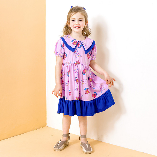 WALTONKIDS 女童透氣塗鴉花朵洋裝