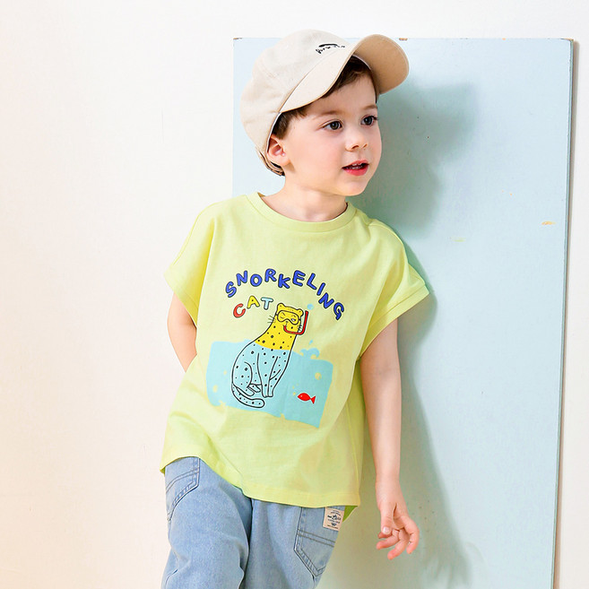 월튼키즈 아동용 통기성 스노쿨링 키티 티셔츠