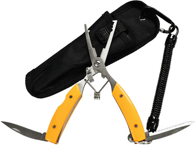 실버캐스트 5in1 다기능 낚시 플라이어, 옐로우, 1개