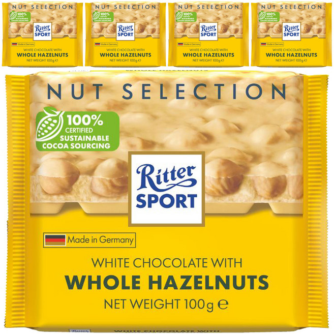 Ritter Sport 榛果白巧克力, 100g, 5包