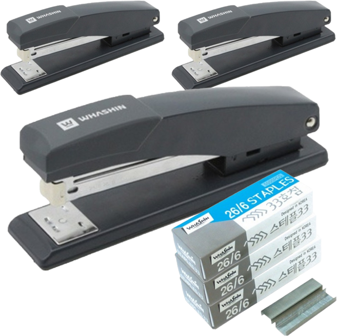 화신 130 스테이플러 + 33호단침, 차콜(스테이플러), 3세트