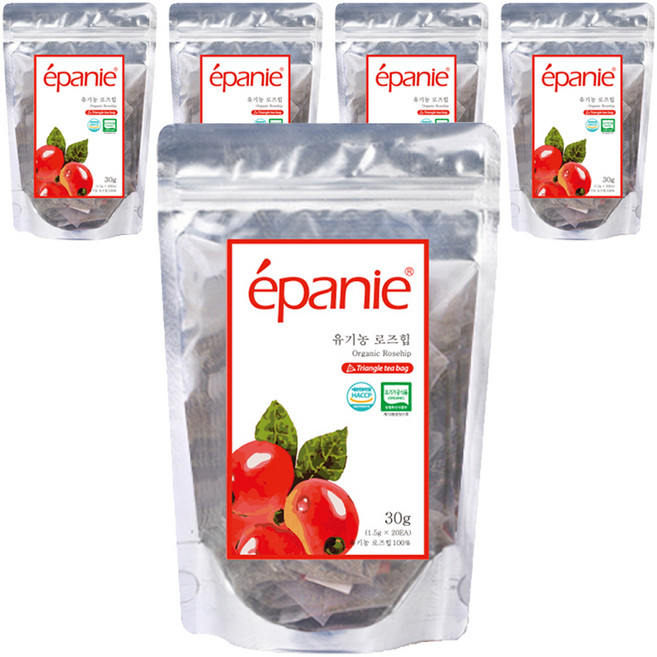 에빠니 유기농 로즈힙 삼각망 티백 허브차, 1.5g, 20개입, 5개