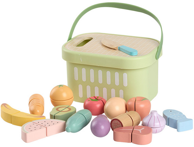 투키토이 원목 음식자르기 소꿉놀이 세트, 혼합색상, 1개