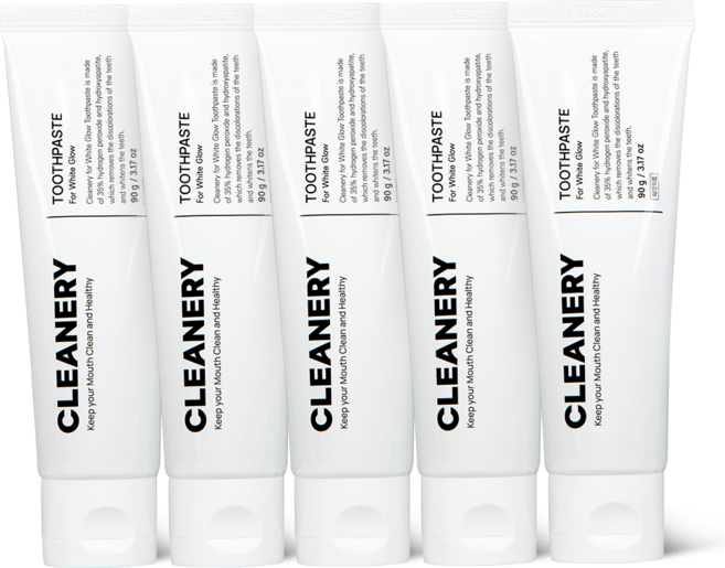 클리너리 포 화이트 글로우 치아미백 화이트닝 치약, 5개, 90g