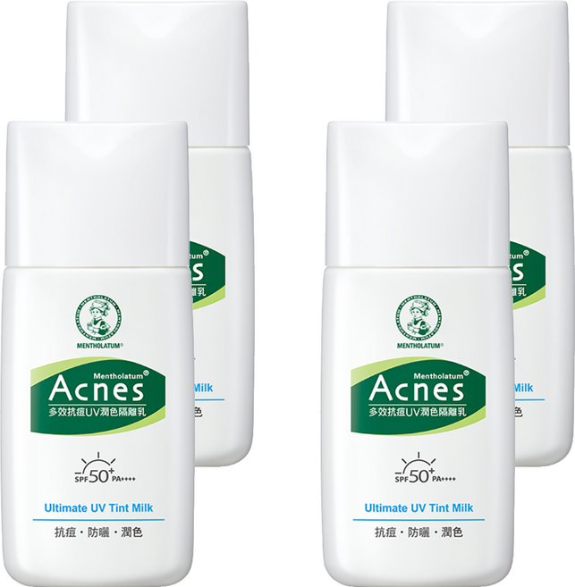 MENTHOLATUM 曼秀雷敦 Acnes 台灣公司貨 多效抗痘UV潤色隔離乳 SPF50+ PA++++, 30g, 4瓶