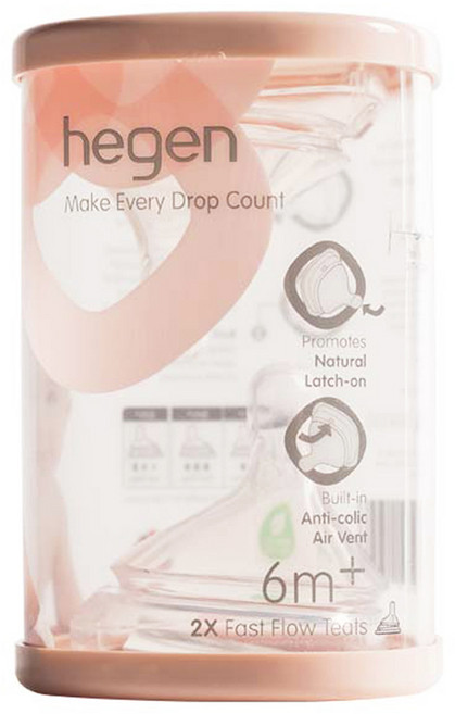 hegen 台灣公司貨 防脹氣真實擬乳奶嘴 快速 2入, 6個月以上, 1組