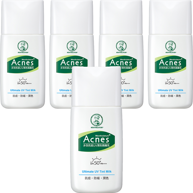 MENTHOLATUM 曼秀雷敦 Acnes 台灣公司貨 多效抗痘UV潤色隔離乳 SPF50+ PA++++, 30g, 5瓶